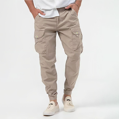 Cargohosen | Lässig | Viele Taschen | Cargo-Jogginghosen | Herrenhosen-Beige-S-Chaps Herrenmode