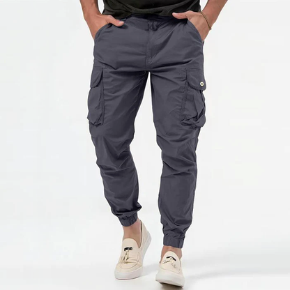 Cargohosen | Lässig | Viele Taschen | Cargo-Jogginghosen | Herrenhosen-Grau-S-Chaps Herrenmode