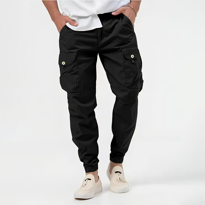 Cargohosen | Lässig | Viele Taschen | Cargo-Jogginghosen | Herrenhosen-Schwarz-S-Chaps Herrenmode