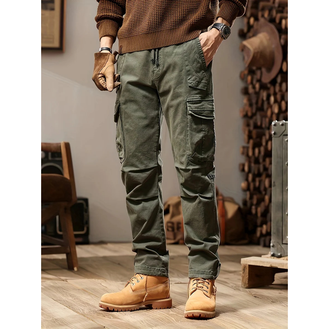 Cargohosen – Lässige Hosen – Hosen mit geradem Bein – Taktische Hosen – Herrenhosen-Armeegrün-28-Chaps Herrenmode