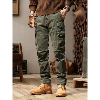 Cargohosen – Lässige Hosen – Hosen mit geradem Bein – Taktische Hosen – Herrenhosen-Armeegrün-28-Chaps Herrenmode