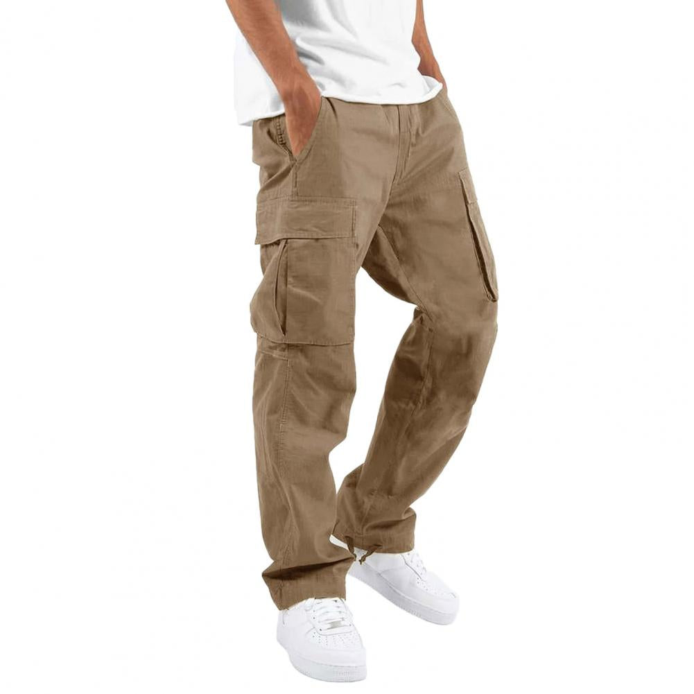 Cargohosen | Lockere Passform | Taschen | Gerade geschnittene Hosen | Herrenhosen-Braun-S-Chaps Herrenmode