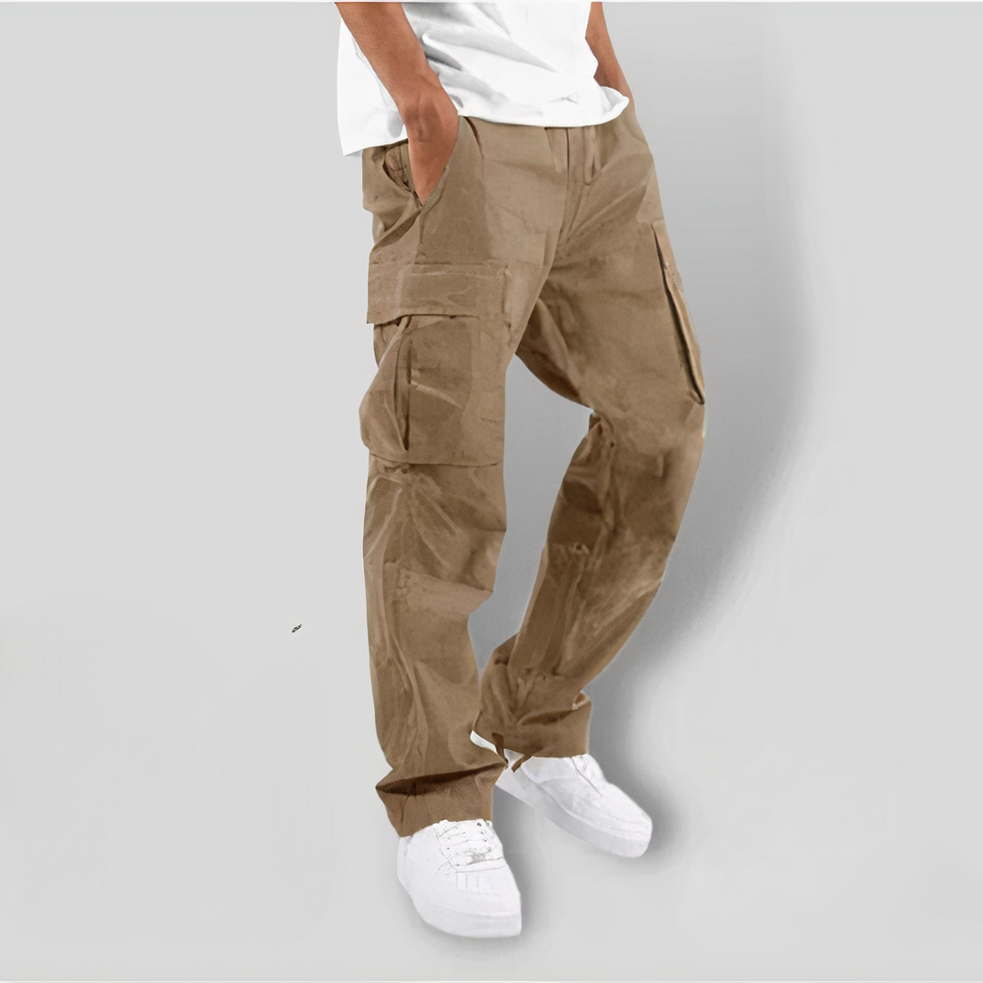 Cargohosen | Loose Fit | Taschen | Gerade Hosenbeine | Herrenhosen-Braun-XS-Chaps Herrenmode