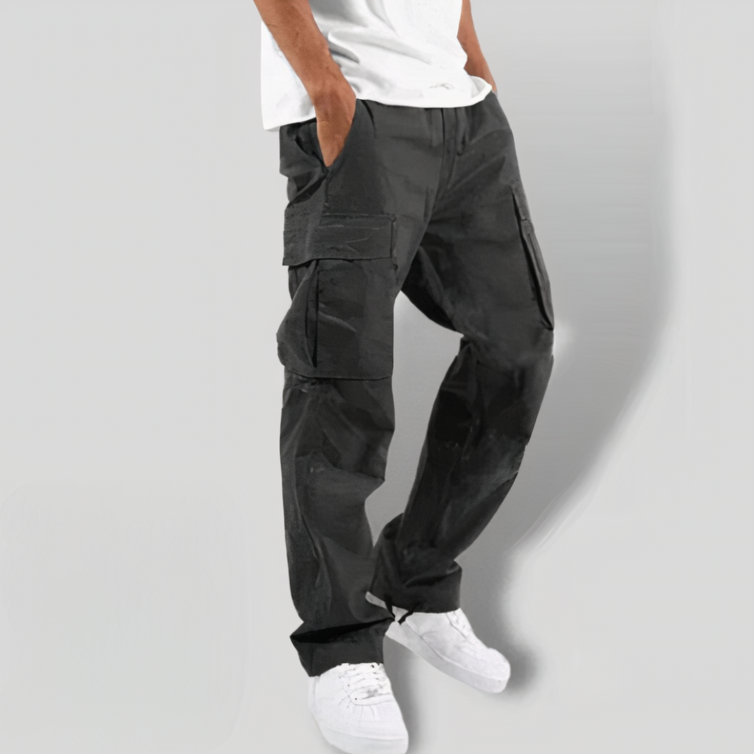 Cargohosen | Loose Fit | Taschen | Gerade Hosenbeine | Herrenhosen-Dunkelgrau-XS-Chaps Herrenmode