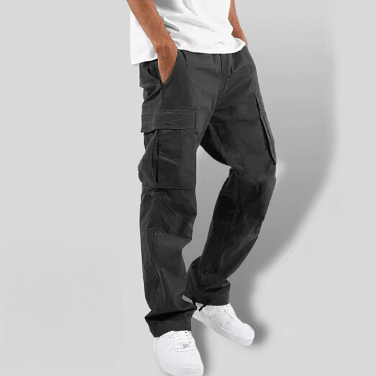 Cargohosen | Loose Fit | Taschen | Gerade Hosenbeine | Herrenhosen-Dunkelgrau-XS-Chaps Herrenmode