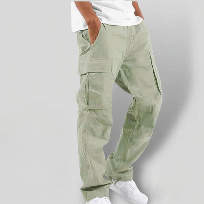 Cargohosen | Loose Fit | Taschen | Gerade Hosenbeine | Herrenhosen-Hellgrün-XS-Chaps Herrenmode