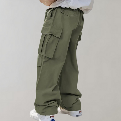 Cargohosen | Loose Fit | Wide Leg | Baggy Pants | Herrenhosen-Armeegrün-S-Chaps Herrenmode