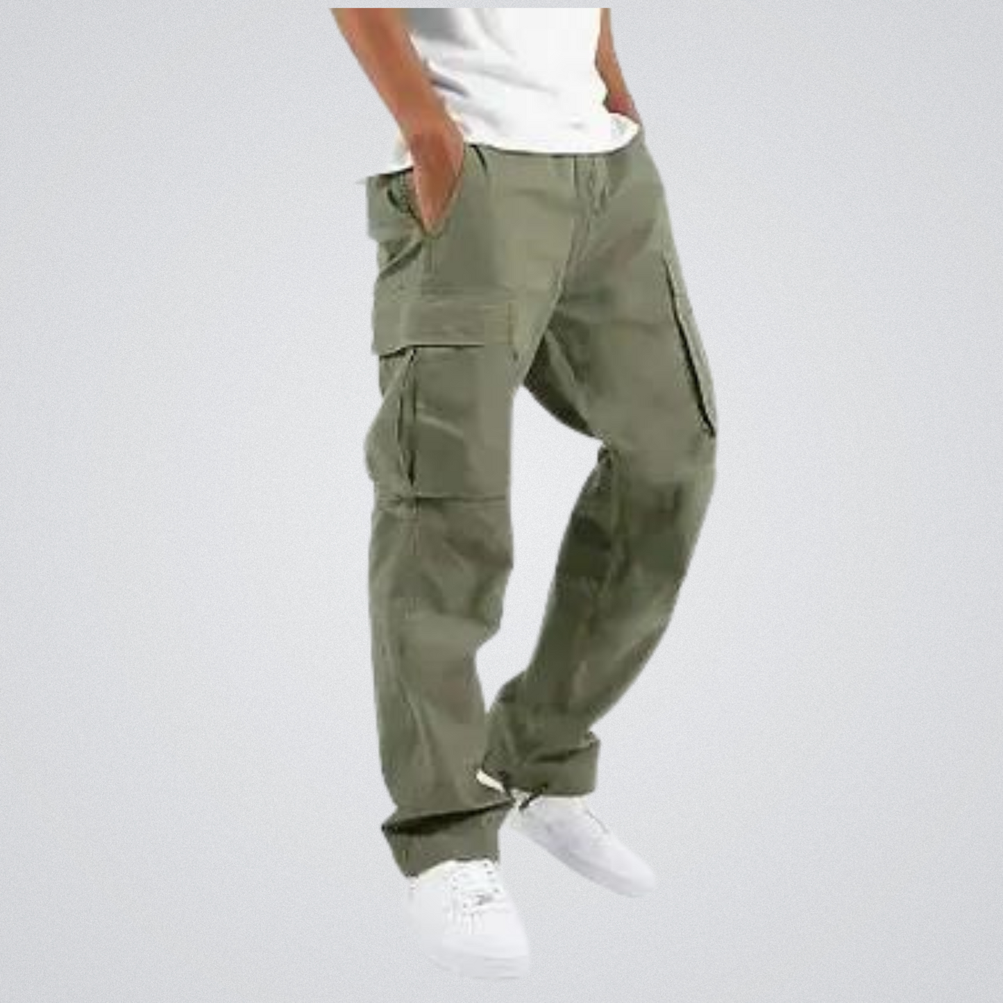 Cargohosen | Taschen | Lose Passform | Straight Leg Pants | Herrenhosen-Armeegrün-S-Chaps Herrenmode