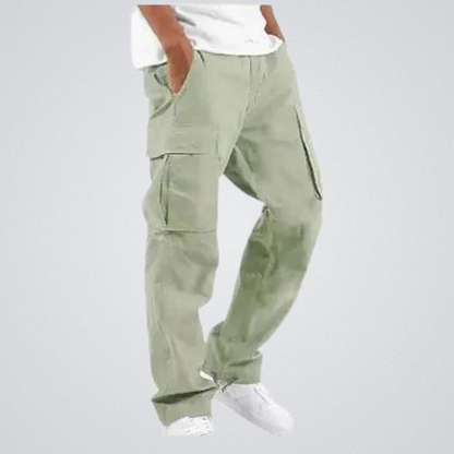 Cargohosen | Taschen | Lose Passform | Straight Leg Pants | Herrenhosen-Grün-S-Chaps Herrenmode