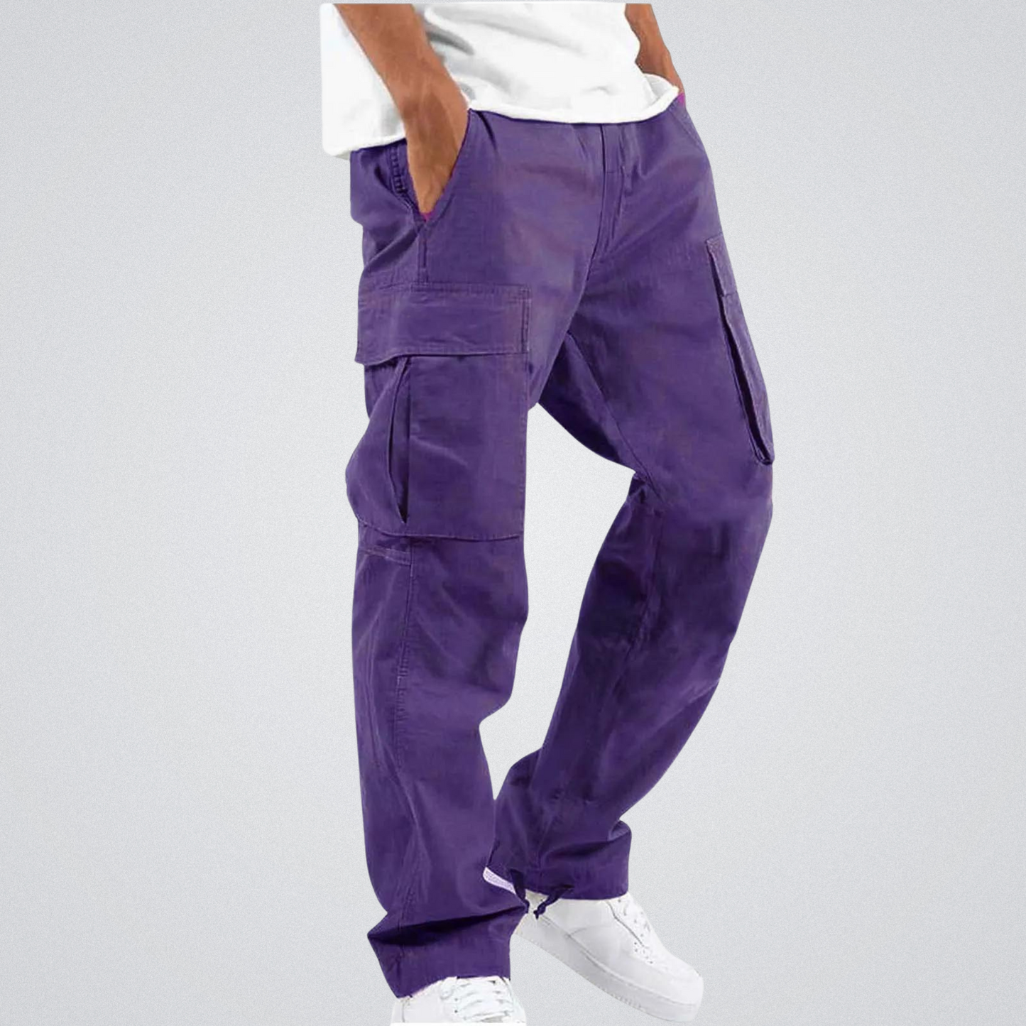 Cargohosen | Taschen | Lose Passform | Straight Leg Pants | Herrenhosen-Lila-S-Chaps Herrenmode