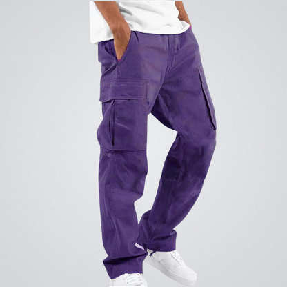 Cargohosen | Taschen | Lose Passform | Straight Leg Pants | Herrenhosen-Lila-S-Chaps Herrenmode