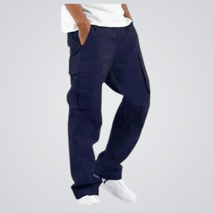 Cargohosen | Taschen | Lose Passform | Straight Leg Pants | Herrenhosen-Marineblau-S-Chaps Herrenmode