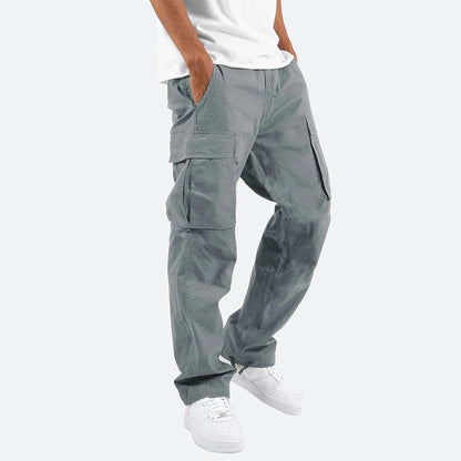 Cargohosen – gerade geschnittenes Bein – Taschen – Cargojogginghosen – Herrenhosen-Grau-S-Chaps Herrenmode