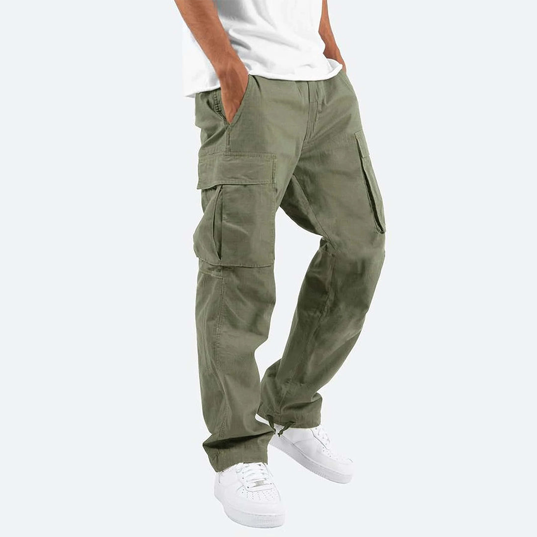 Cargohosen – gerade geschnittenes Bein – Taschen – Cargojogginghosen – Herrenhosen-Grün-S-Chaps Herrenmode