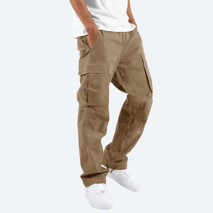 Cargohosen – gerade geschnittenes Bein – Taschen – Cargojogginghosen – Herrenhosen-Khaki-S-Chaps Herrenmode