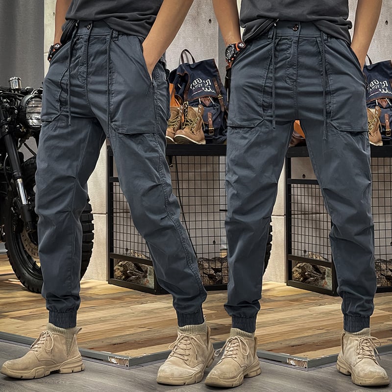 Cargohosen – lässige Stretch-Cargojogginghosen für Herren mit Kordelzug-Grau-XS-Chaps Herrenmode