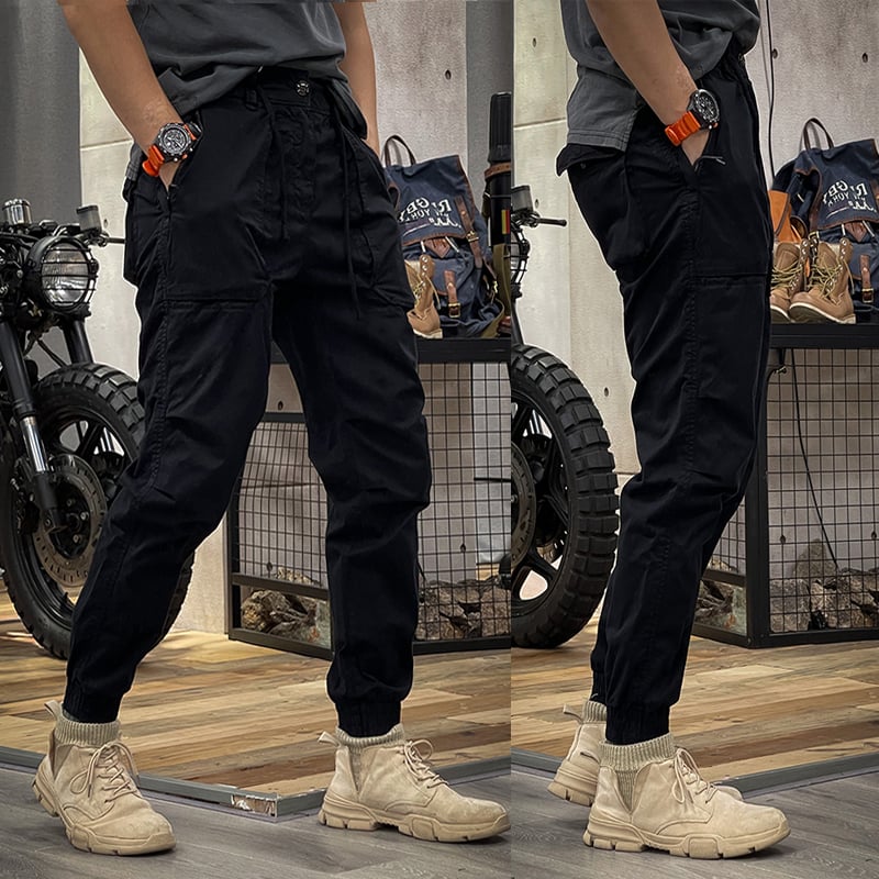 Cargohosen – lässige Stretch-Cargojogginghosen für Herren mit Kordelzug-Schwarz-XS-Chaps Herrenmode