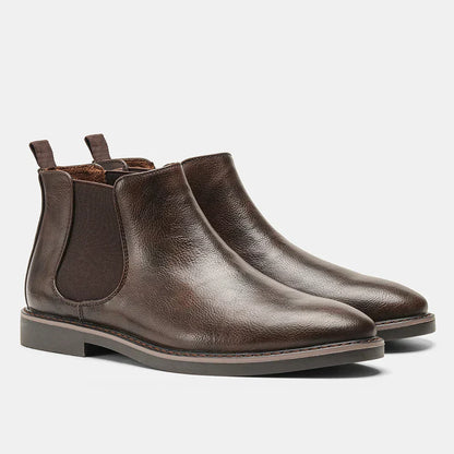 Chelsea Boots - Flache Herrenstiefel zum Hineinschlüpfen-Dunkelbraun-40-Chaps Herrenmode