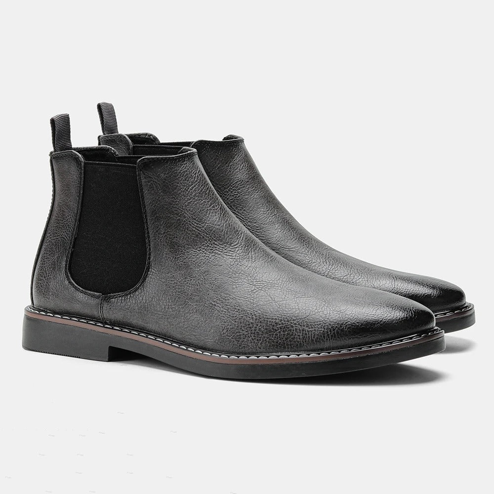 Chelsea Boots - Flache Herrenstiefel zum Hineinschlüpfen-Grau-40-Chaps Herrenmode