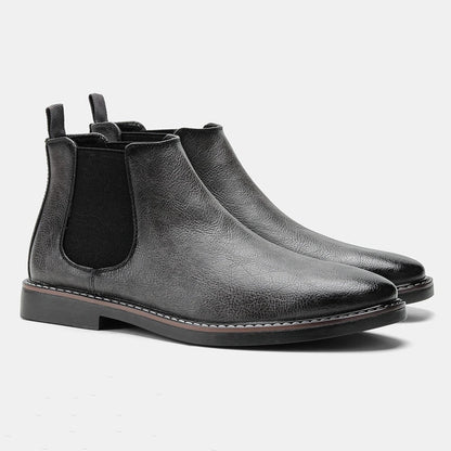 Chelsea Boots - Flache Herrenstiefel zum Hineinschlüpfen-Grau-40-Chaps Herrenmode