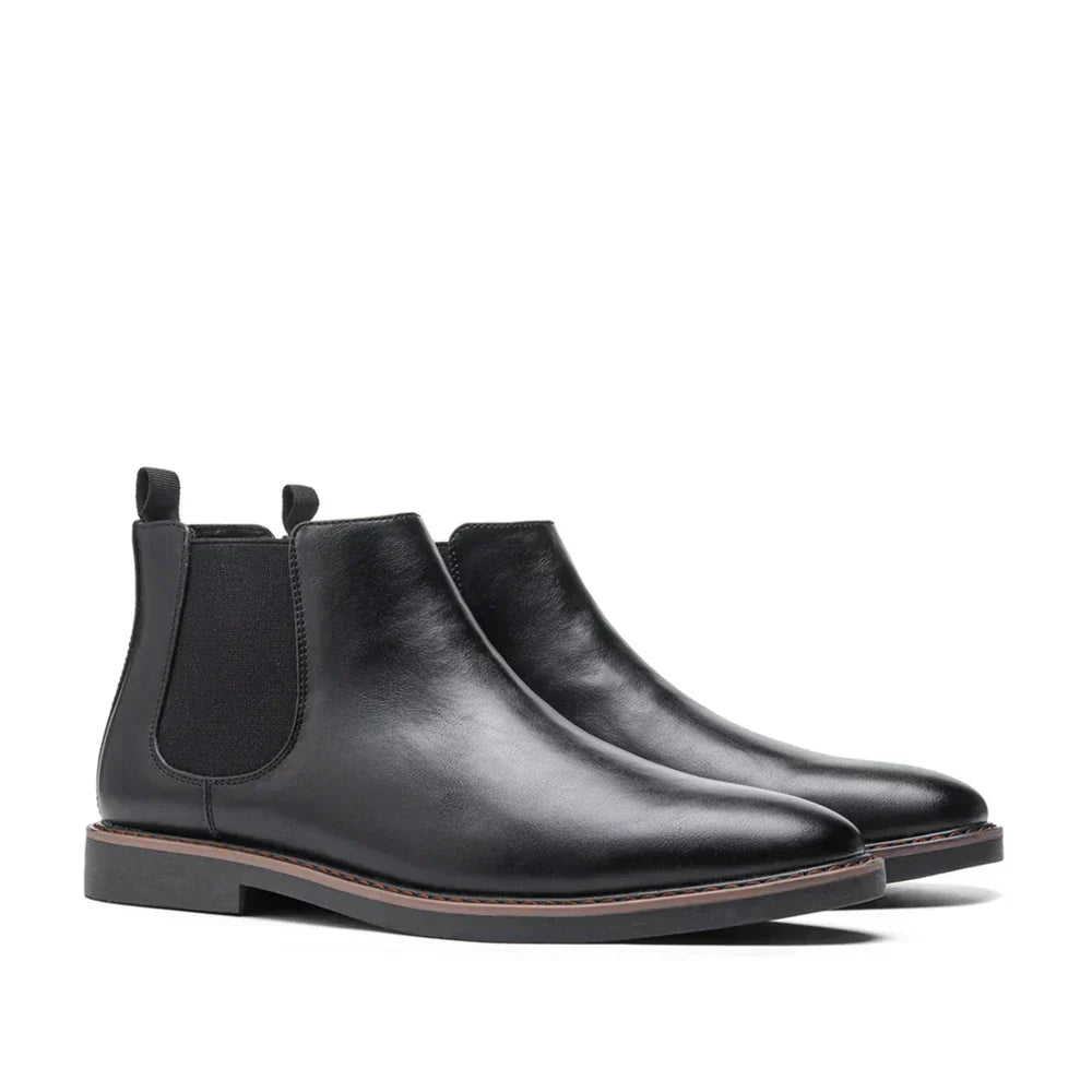Chelsea Boots - Flache Herrenstiefel zum Hineinschlüpfen-Schwarz-40-Chaps Herrenmode