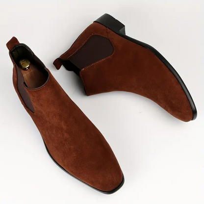 Chelsea Boots – Wildleder – Slipper – Stiefeletten – Herrenstiefel-Dunkelbraun-40-Chaps Herrenmode