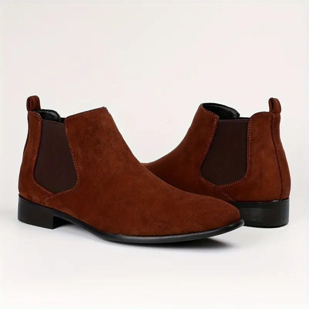 Chelsea Boots – Wildleder – Slipper – Stiefeletten – Herrenstiefel-Dunkelbraun-41-Chaps Herrenmode