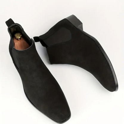 Chelsea Boots – Wildleder – Slipper – Stiefeletten – Herrenstiefel-Schwarz-40-Chaps Herrenmode