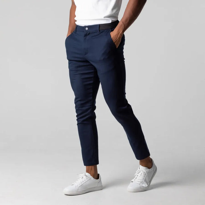 Chino-Hose | Elastische Taille | Stretch | Slim-Fit-Chinos | Herrenhose-Dunkelblau-XS-Chaps Herrenmode