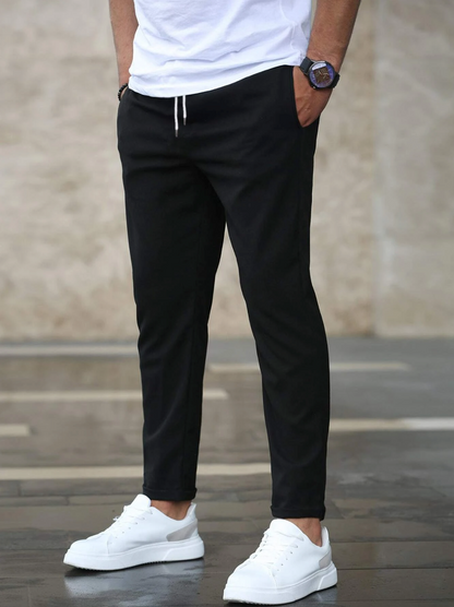 Chino Hose - Herren Casual Skinny Stretch Chino Hose-Schwarz-S-Chaps Herrenmode
