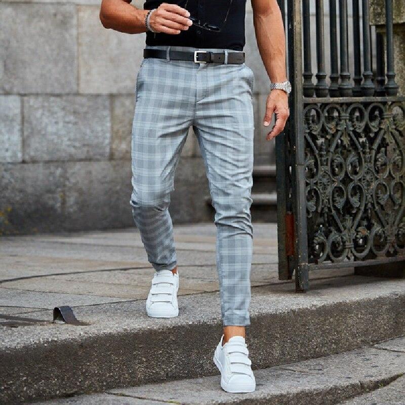 Chino-Hose – Slim Fit – Kariert – Skinny Chinos – Herrenhose-Blau-S-Chaps Herrenmode