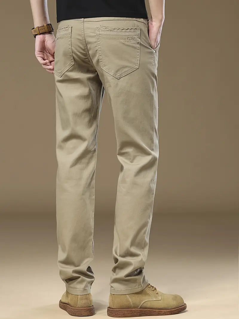 Chino-Hosen – Herren-Chinos mit normaler Passform und geradem Bein, aus dehnbarem Material-Khaki-28-Chaps Herrenmode