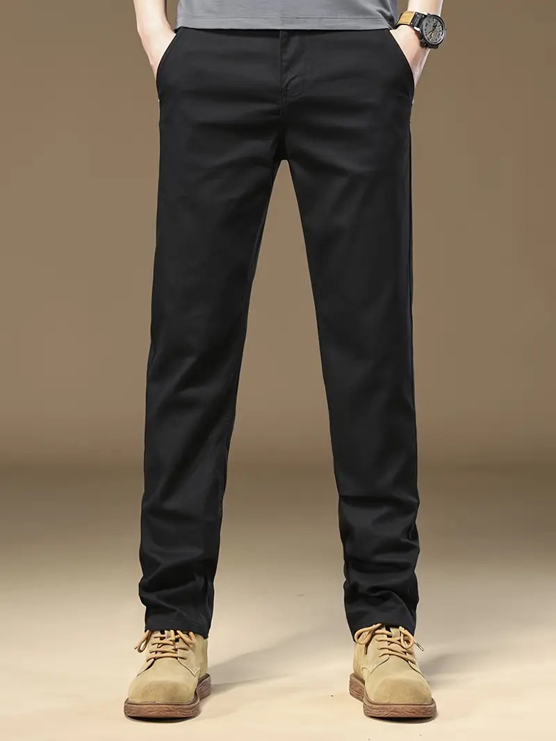 Chino-Hosen – Herren-Chinos mit normaler Passform und geradem Bein, aus dehnbarem Material-Schwarz-28-Chaps Herrenmode