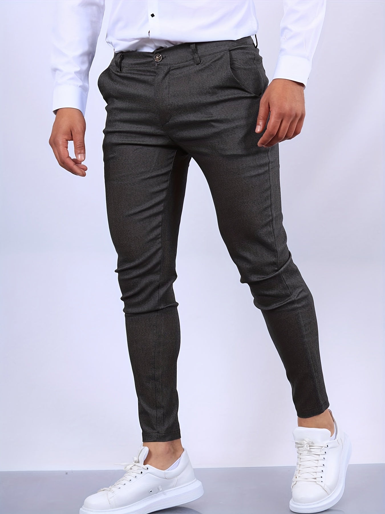 Chino-Hosen | Slim Fit | Business Casual | Skinny Chinos | Herrenhosen-Dunkelgrau-XS-Chaps Herrenmode