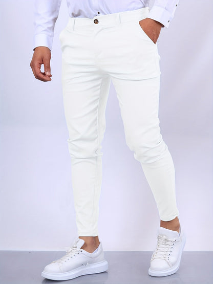 Chino-Hosen | Slim Fit | Business Casual | Skinny Chinos | Herrenhosen-Weiß-XS-Chaps Herrenmode