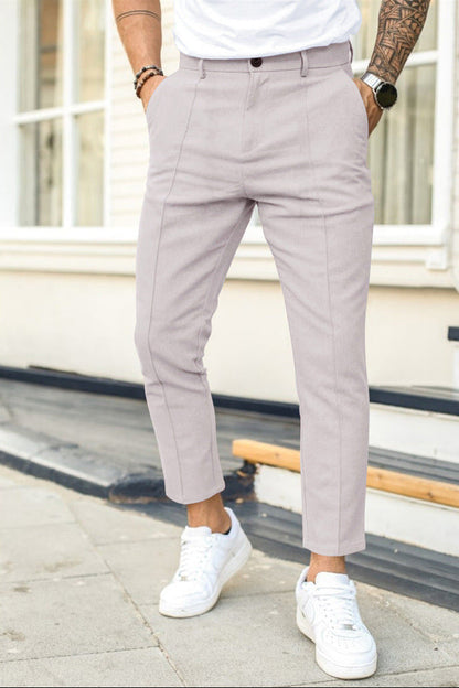 Chino-Hosen – knöchellang – smart-casual – schmal geschnitten – Herrenhosen-Hellgrau-S-Chaps Herrenmode