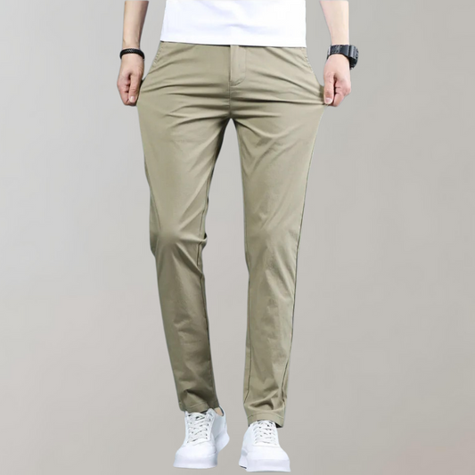 Chinos | Bequem | Elastische Taille | Stretch-Hose | Chino-Hose für Herren-Khaki-27-Chaps Herrenmode