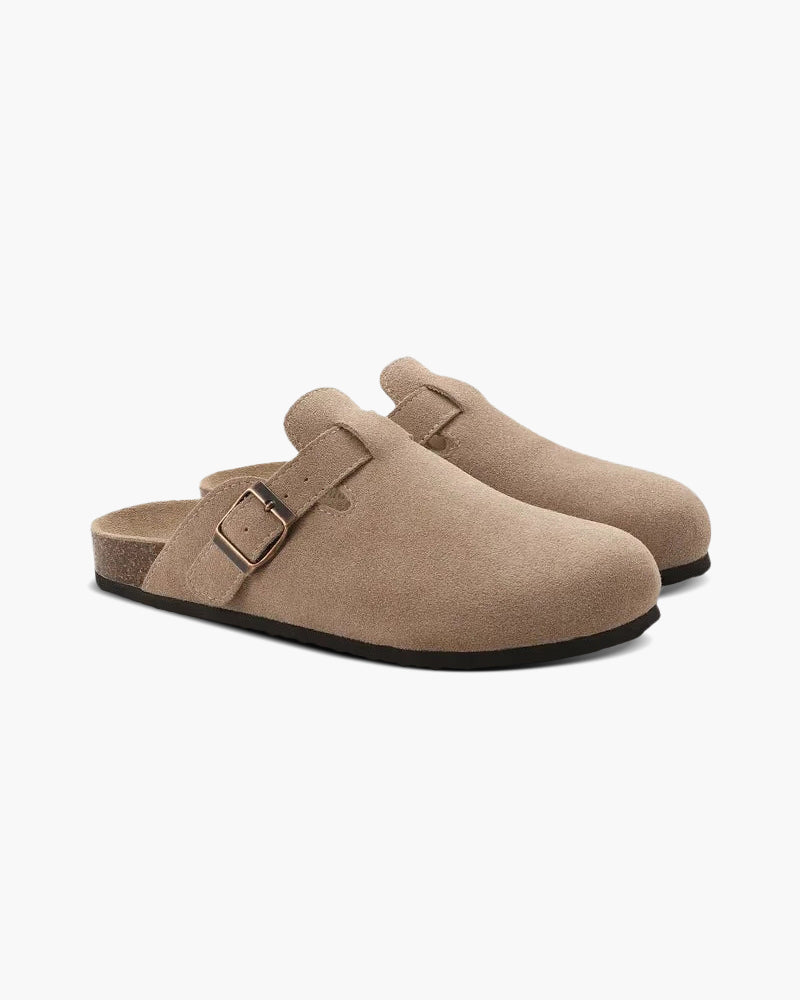 Clogs - Bequeme Herren Clogs aus Wildleder-Beige-38-Chaps Herrenmode