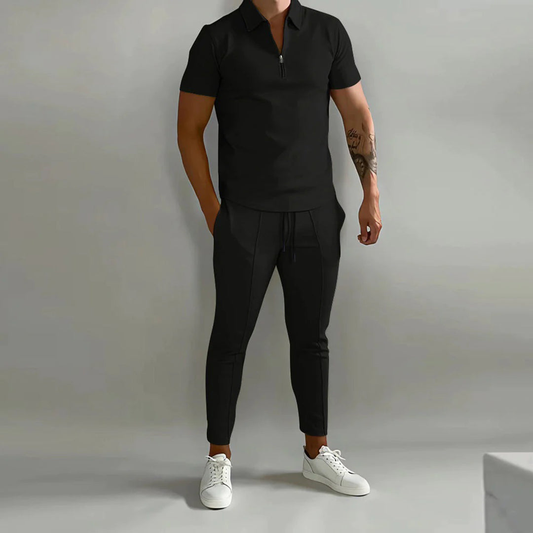 Co-Ord Set | Polo T-Shirt | Elastische Taille | Zweiteiliges Set | Herren Sommer Set-Chaps Herrenmode