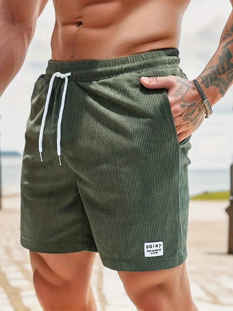 Cord Shorts - Cord Shorts für Männer mit elastischer Taille für den Sommer-Grün-S-Chaps Herrenmode