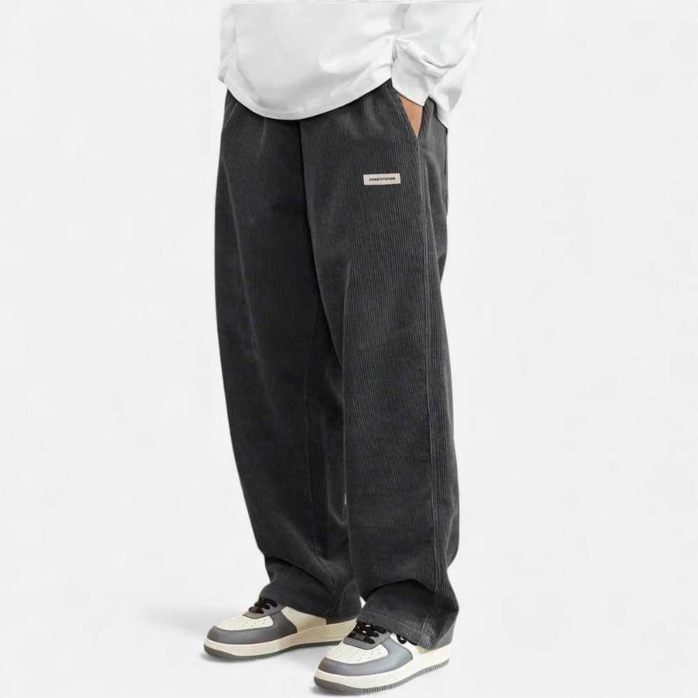 Cordhosen – Lässig – Lockere Passform – Baggy-Hosen – Herren-Cordhosen-Dunkelgrau-S-Chaps Herrenmode