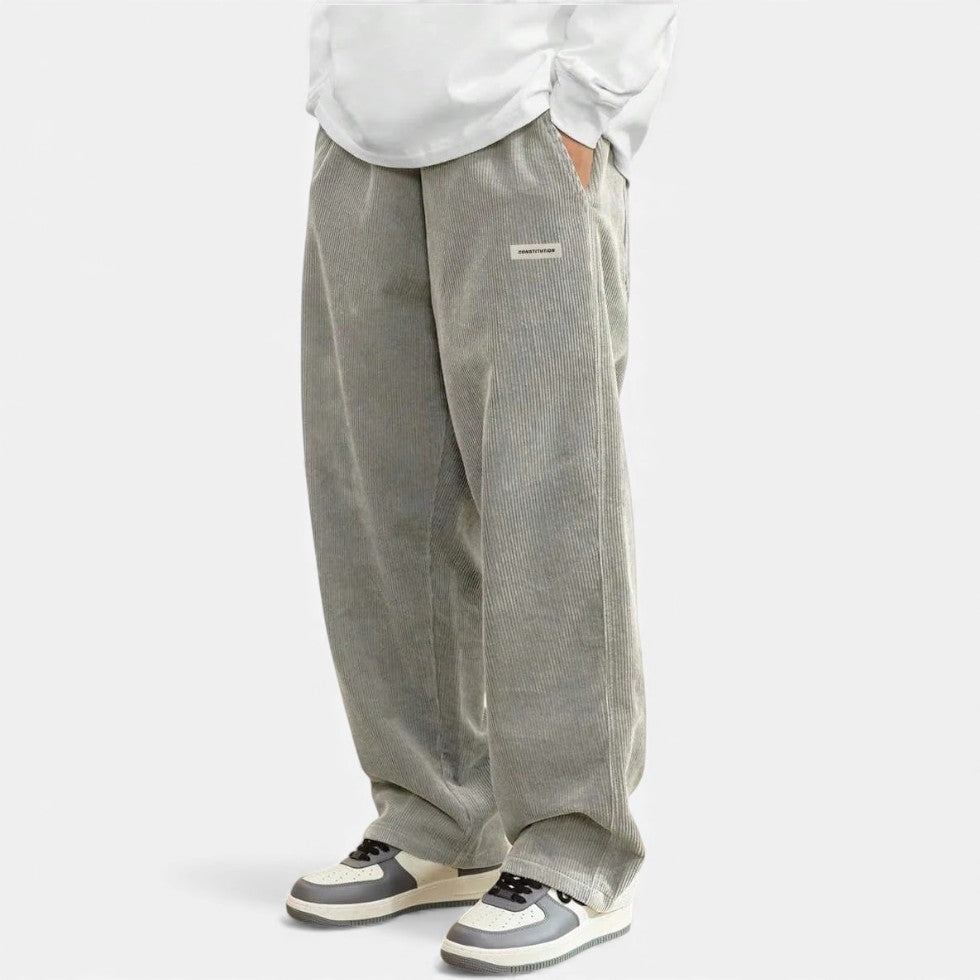Cordhosen – Lässig – Lockere Passform – Baggy-Hosen – Herren-Cordhosen-Hellgrau-S-Chaps Herrenmode