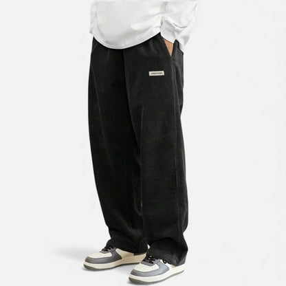 Cordhosen – Lässig – Lockere Passform – Baggy-Hosen – Herren-Cordhosen-Schwarz-S-Chaps Herrenmode