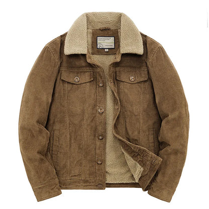 Cordjacke – Herren-Winterjacke mit Sherpa-Fleecefutter-Khaki-S-Chaps Herrenmode