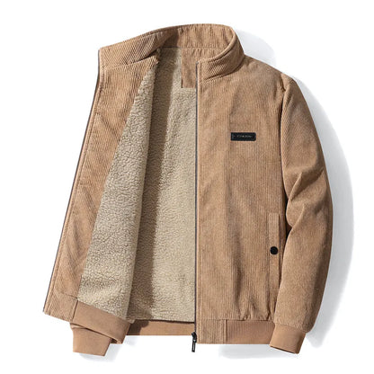 Cordjacke – Winterjacke mit Reißverschluss und Fleecefutter für Männer-Hellbraun-XS-Chaps Herrenmode