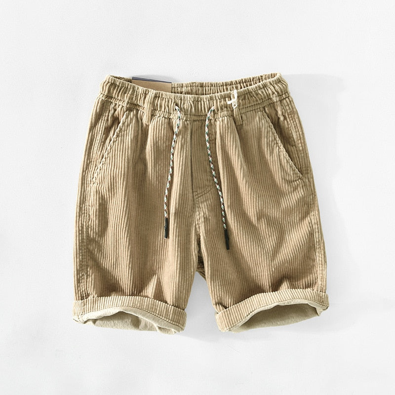 Cordshorts – Lässige Cordshorts mit Kordelzug für Männer für den Sommer-Beige-S-Chaps Herrenmode