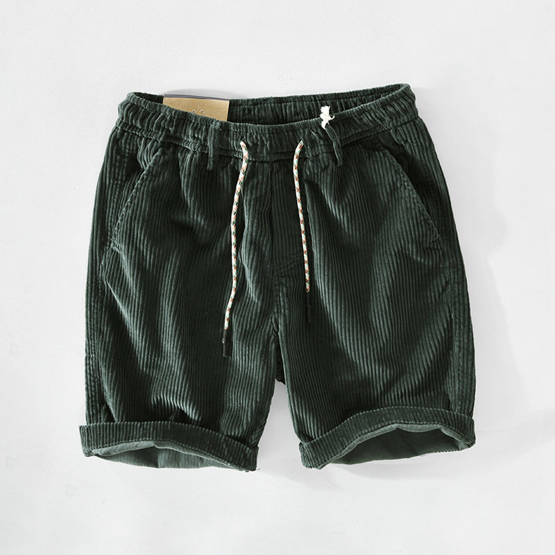 Cordshorts – Lässige Cordshorts mit Kordelzug für Männer für den Sommer-Grün-S-Chaps Herrenmode