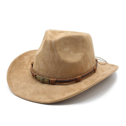 Cowboyhut Herren | Wildleder Optik | Breite Krempe | Western-Camel-Chaps Herrenmode