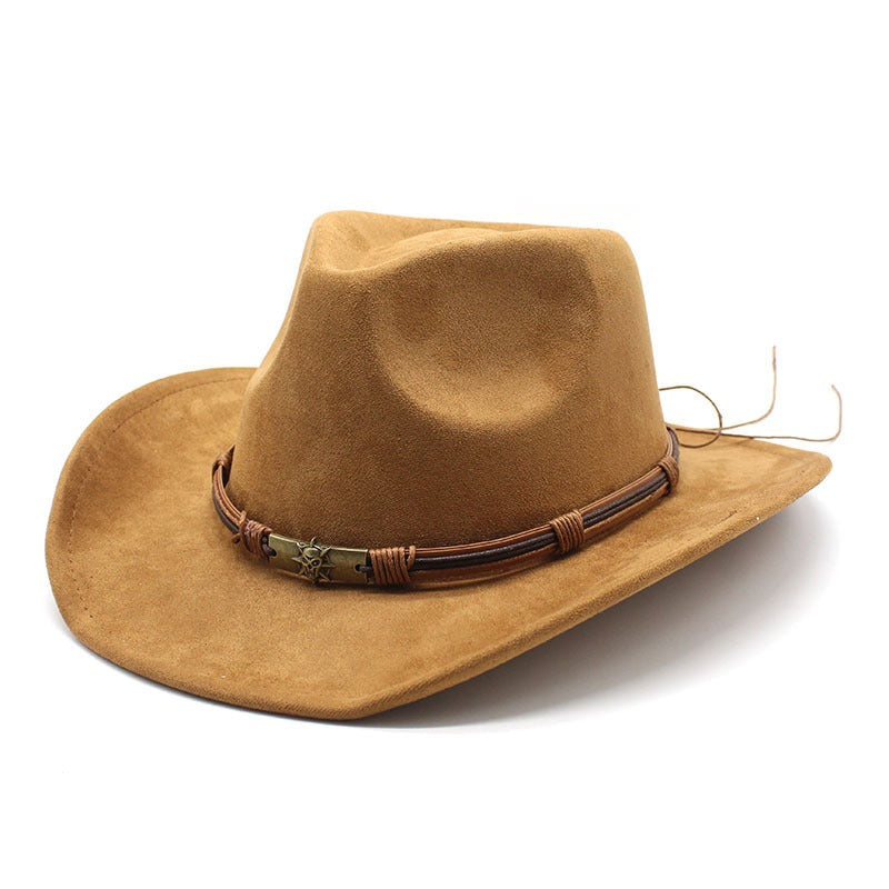 Cowboyhut Herren | Wildleder Optik | Breite Krempe | Western-Khaki-Chaps Herrenmode