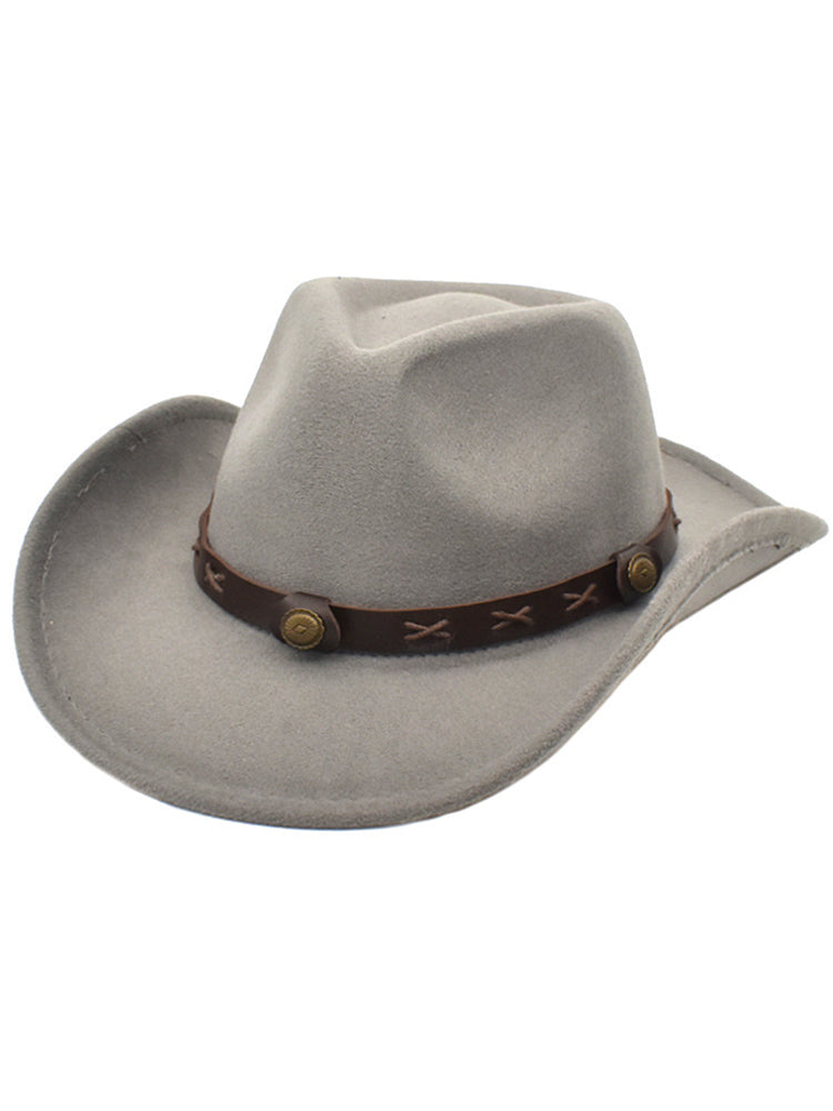 Cowboyhut | Westernhut | Nietenband | Vintage Optik-Grau-Chaps Herrenmode